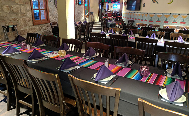 A table set up for a private event at Cafe Ole